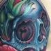 Tattoos - Blue Skull and Rose cover up - 79726